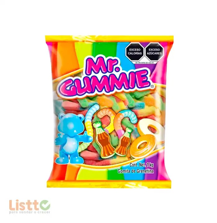 Goma Mr. Gummie Mini Lombricitas Neón 1 kg.