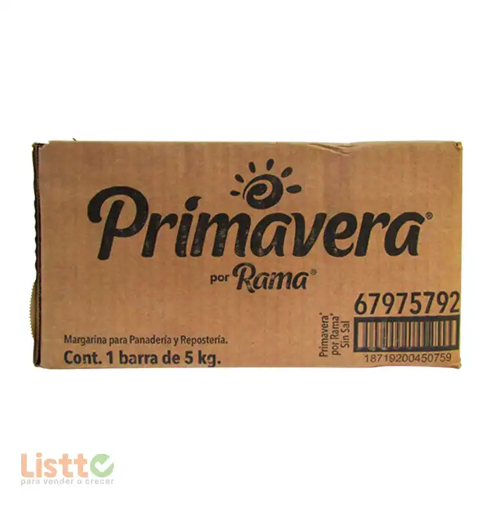 Margarina Primavera sin Sal 5 kg.