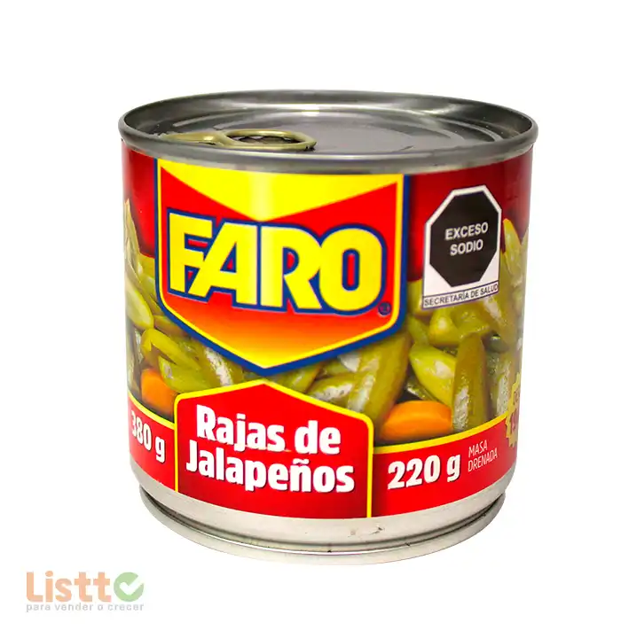 Chiles Jalapeños Rajas Faro 380 gr.