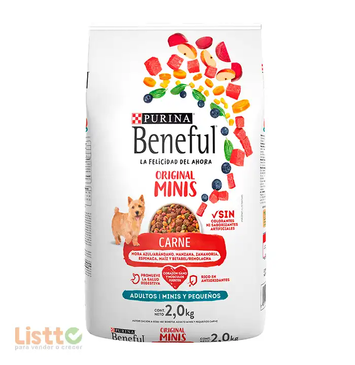 Beneful Alimento seco Adulto, razas minis y pequeñas carne, bulto 2 Kg