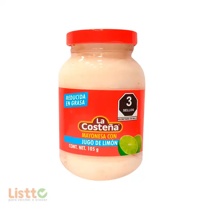 Mayonesa La Costeña con L imón Reducida en Grasa 105 gr.