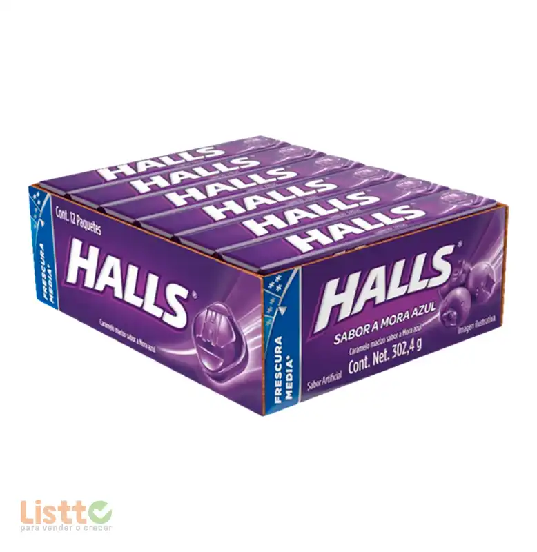 Pastilla Halls Mora Azul 12 pz.