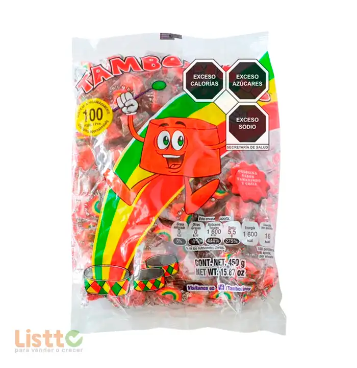 Dulce Tamborines Tamarindo y Chile 100 pz.