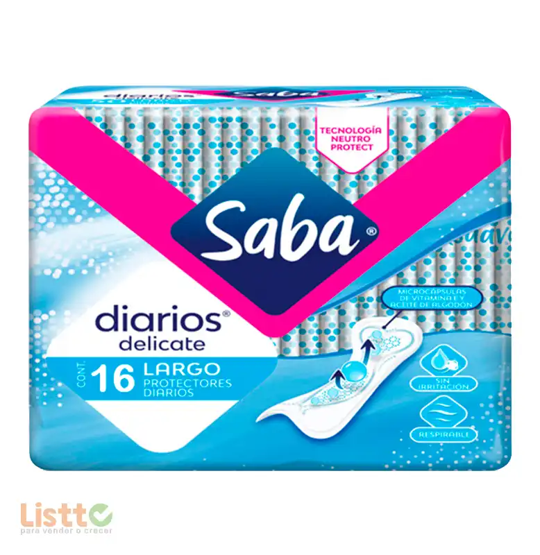 Toalla Panty Protector Saba Largo 16 pz.