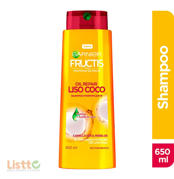 Shampoo Garnier Fructis Liso Coco 650 ml.