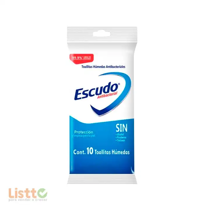 Toallitas Húmedas Escudo Antibacterial 10 pz.