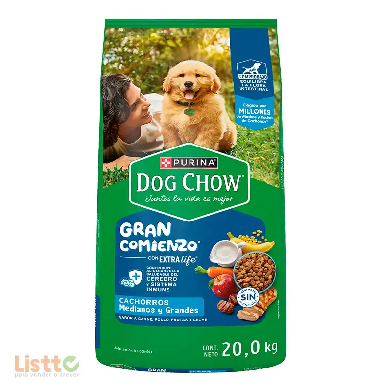 Dog Chow Alimento seco cachorros medianos y grandes, bulto 20 Kg