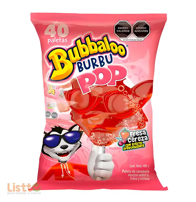 Paleta Bubbaloo Burbupop Fresa Cereza 40 Pz