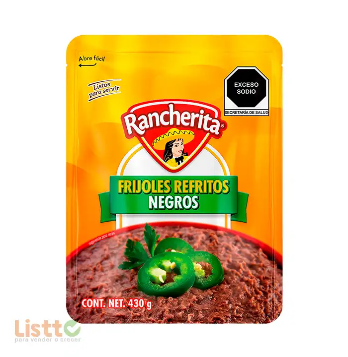 Frijol Negro Refrito Rancherita Bolsa 430 gr.