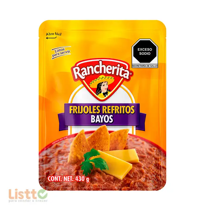 Frijol Bayo Refrito Rancherita Bolsa 430 gr.