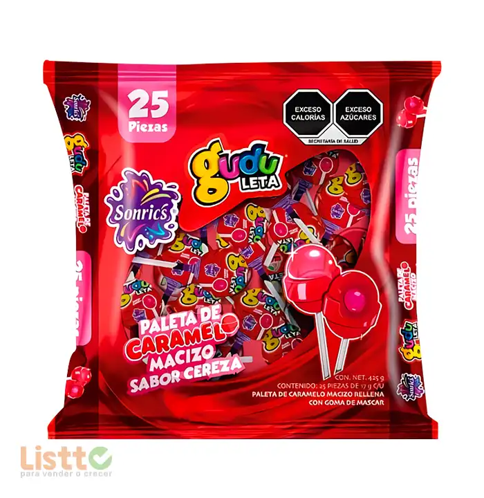 Paleta Sonrics Guduleta Cereza 25 pz.