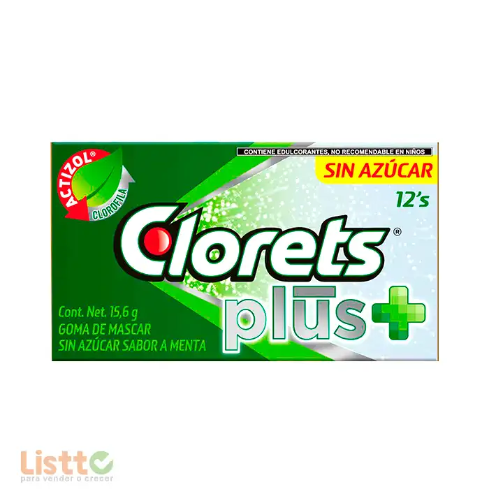 Chicle Clorets Plus Menta 12/15.6 Gr.