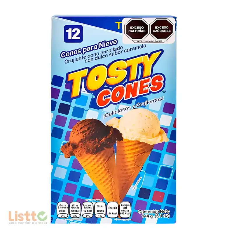 cono Tosty Cones para Nieve Azucarado 12 Pz.