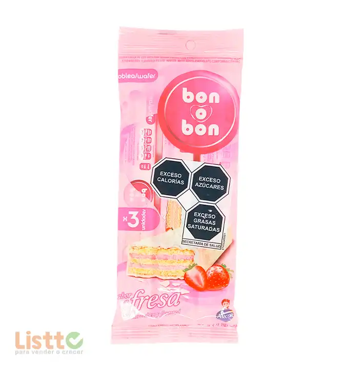 Chocolate Arcor Oblea Bon o Bon Fresa 3 pz.