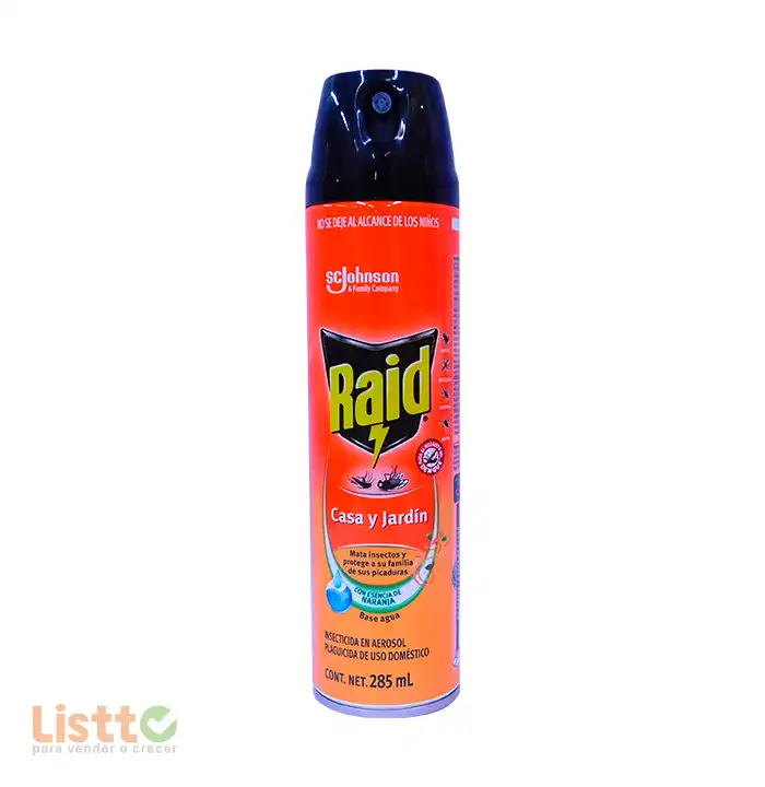 Insecticida Raid Casa y Jardín Naranja Aerosol 285 ml.