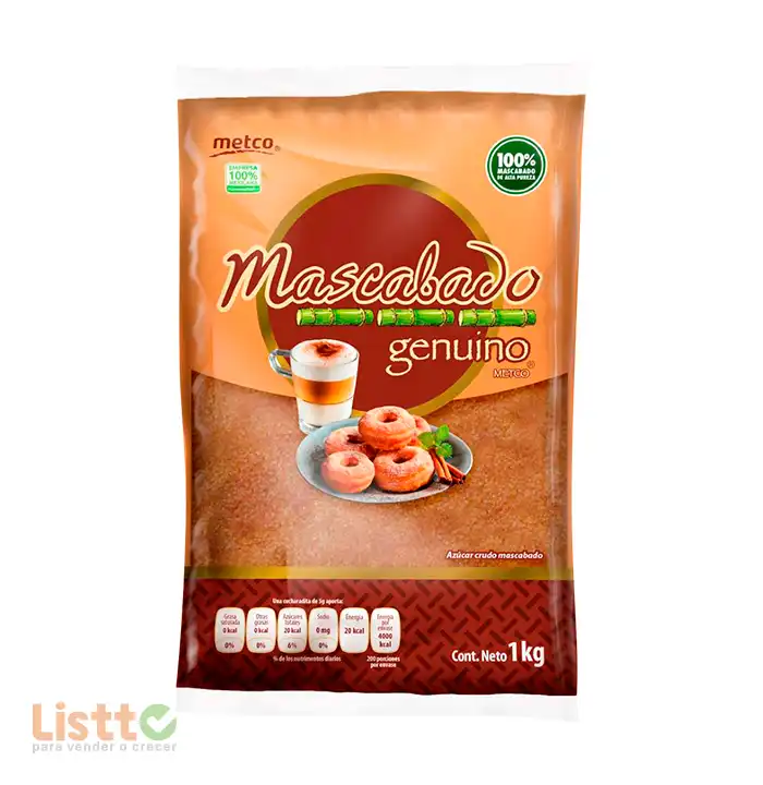 Azúcar Mascabado Genuino Metco 1 kg.