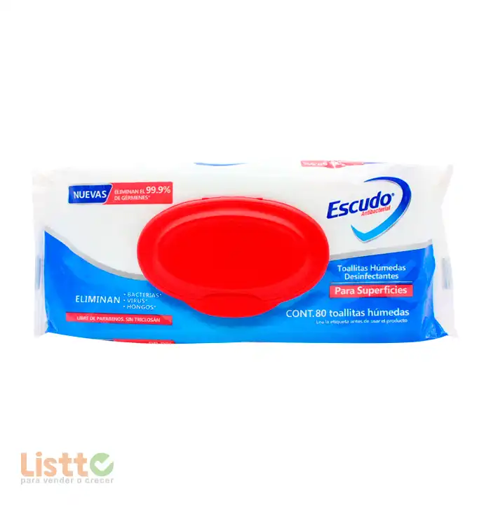 Toallitas Húmedas Escudo Superficies 80 pz.