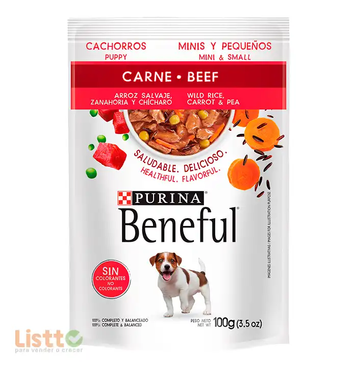 Beneful Alimento Húmedo Cachorros Minis Carne, pouch 100 g