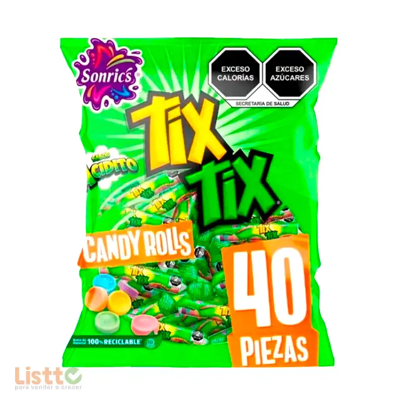 dulce Sonrics Tix Tix Candy Rolls 40 Pz.