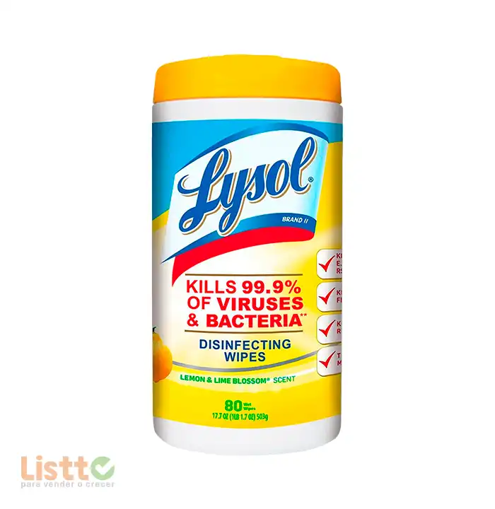 Desinfectante Lysol Toallitas Citrus 80 pz.