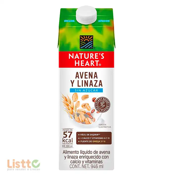 Alimento Líquido Natures Heart Avena Linaza sin Azúcar 946 ml.