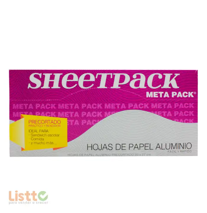Papel Aluminio Sheetpack Precortado 30x27 500 Hojas.