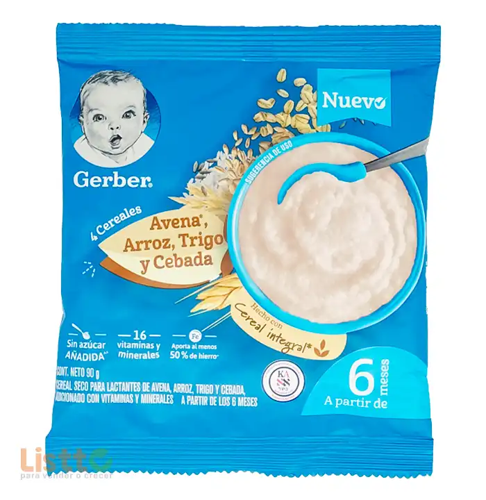 Gerber Cereal 4 Cereales Etapa 2 Integral Econopack 90 gr.