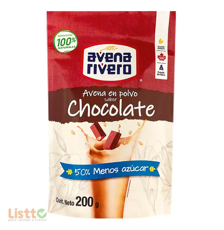 Avena Rivero Instantánea Chocolate 50% Menos Azúcar 200 gr.
