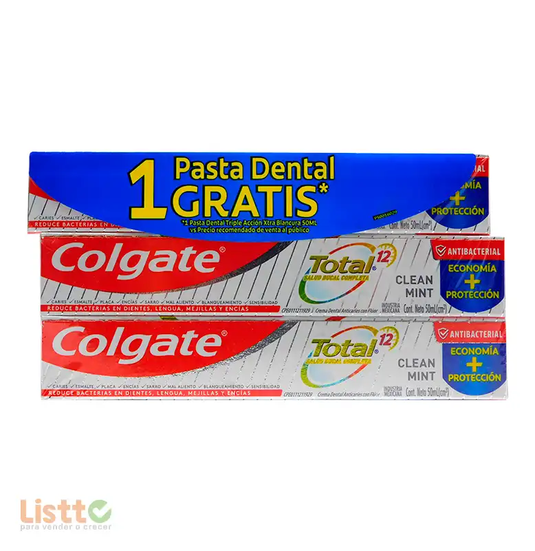 Crema Dental Colgate Total 3/50 ml.+3 Triple A.+1 Gratis