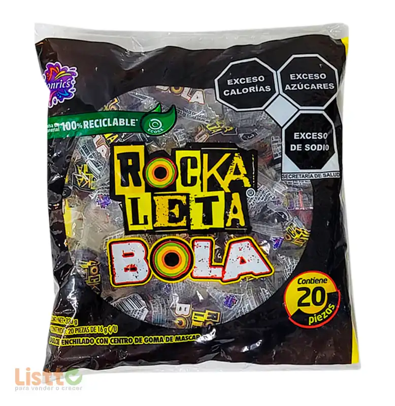 dulce Sonrics Rockaleta Bola 20 Pz.