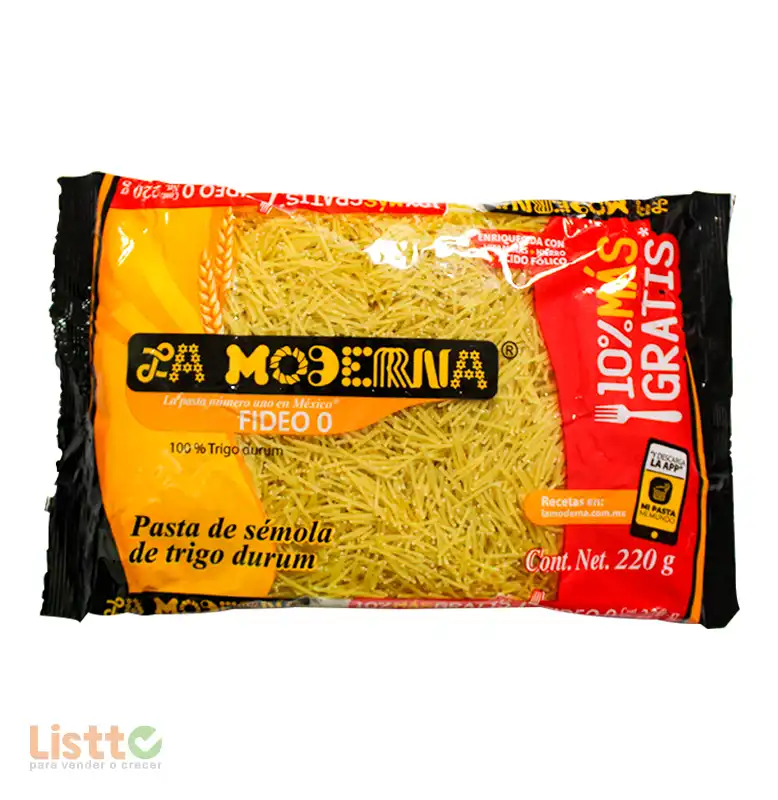 Pasta La Moderna Fideo No. 0 VA 200 gr. + 10% Gratis.