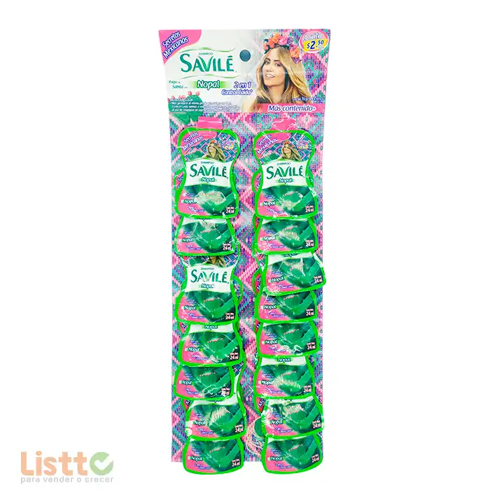 Shampoo Savilé Nopal 2 en 1 Tira 16/24 ml.