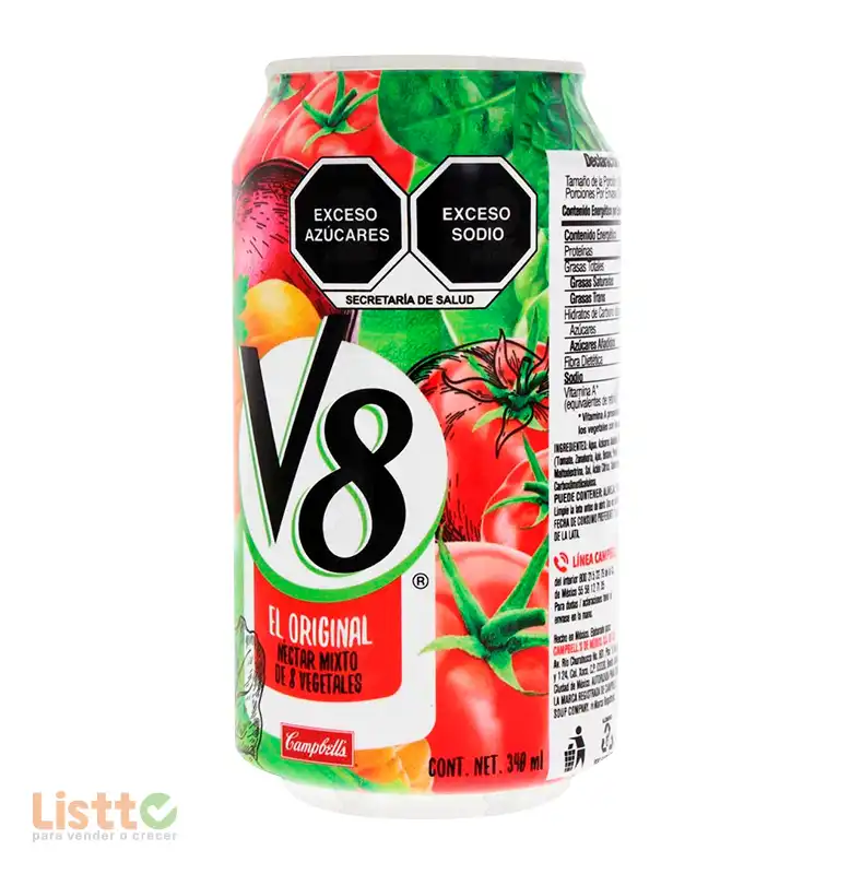 Jugo Néctar Campbells V8 Verduras Lata 340 ml