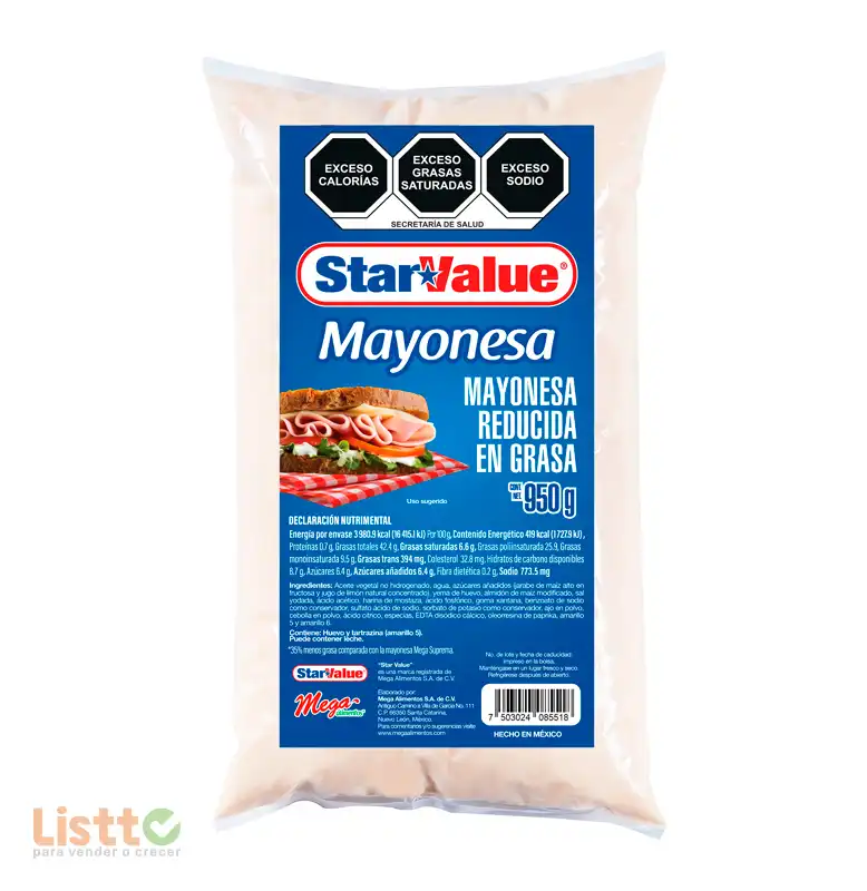 Mayonesa Star Value Reducida en Grasa 950 Gr.