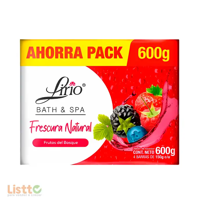 Jabon de Tocador Lirio Frutos Del Bosque Ahorra Pack 600 Gr.