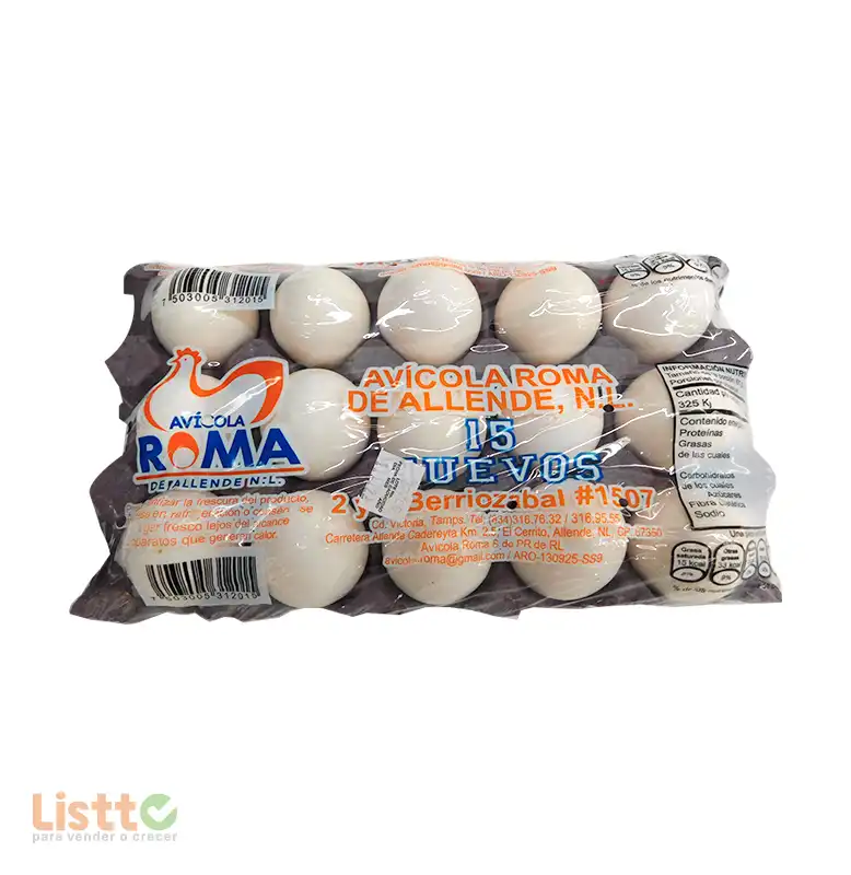 Huevo Blanco Mediano 15 pz.