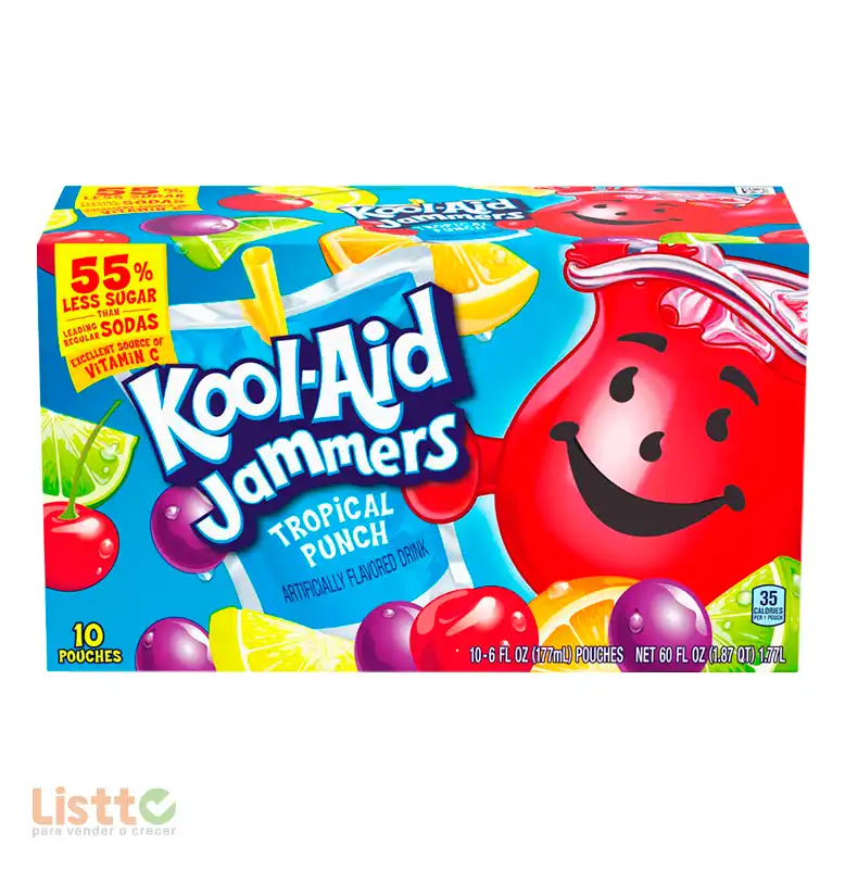 Jugo Kool Aid Jammers Tropical Punch 10 pz.