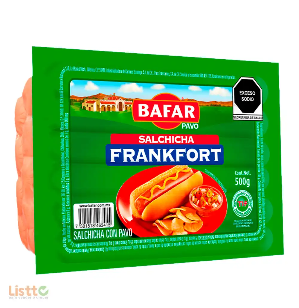 Salchicha de Pavo Frankfort Bafar 500 g.