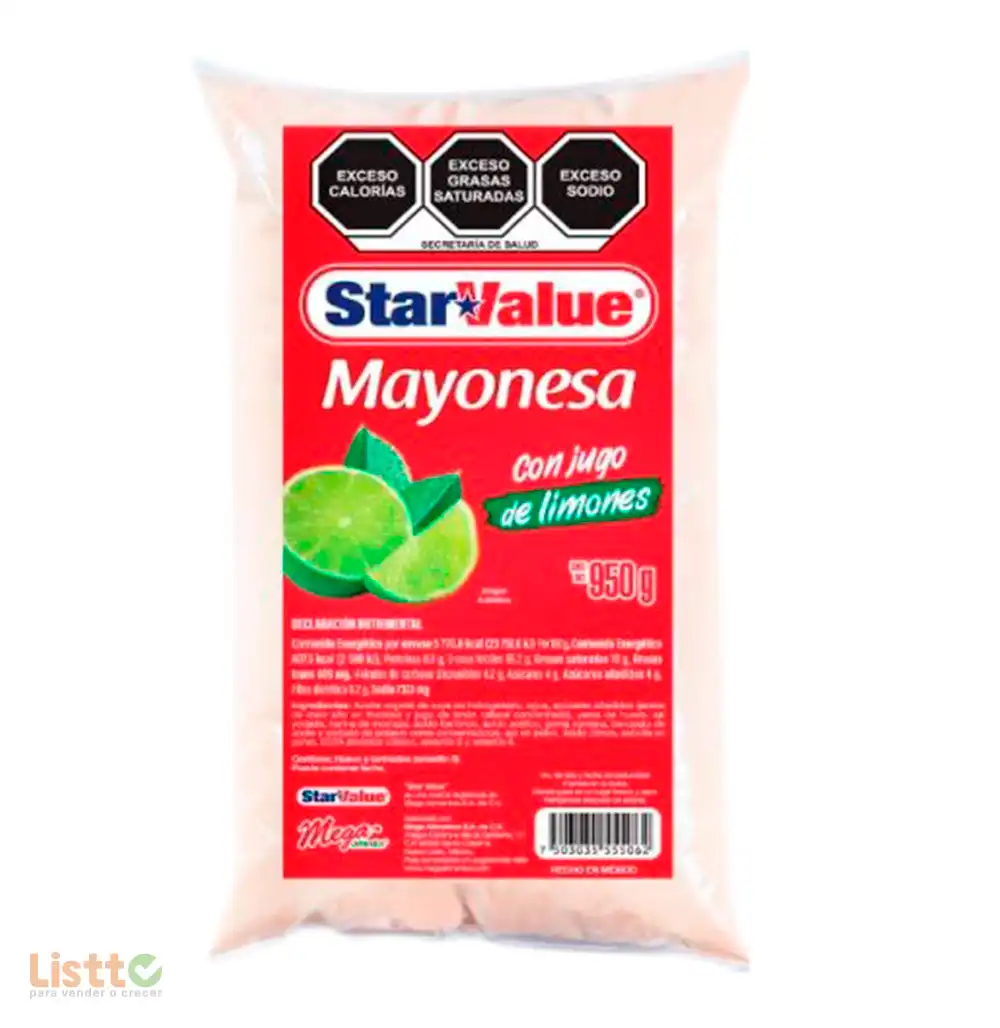 Mayonesa Star Value con Limon 950 Gr.