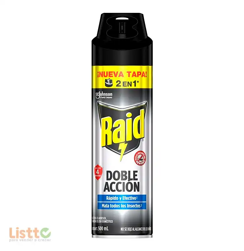Insecticida Raid Doble Acción Aerosol 500 ML.