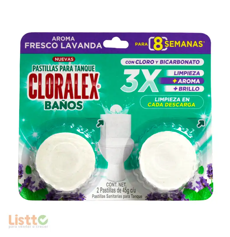 Pastilla Sanitaria Cloralex Baños Fresco Lavanda 2/45 Gr.