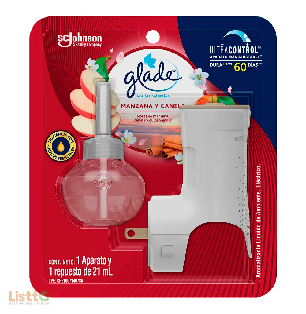 Aromatizante Glade Manzana Canela 21 ML + Aparato