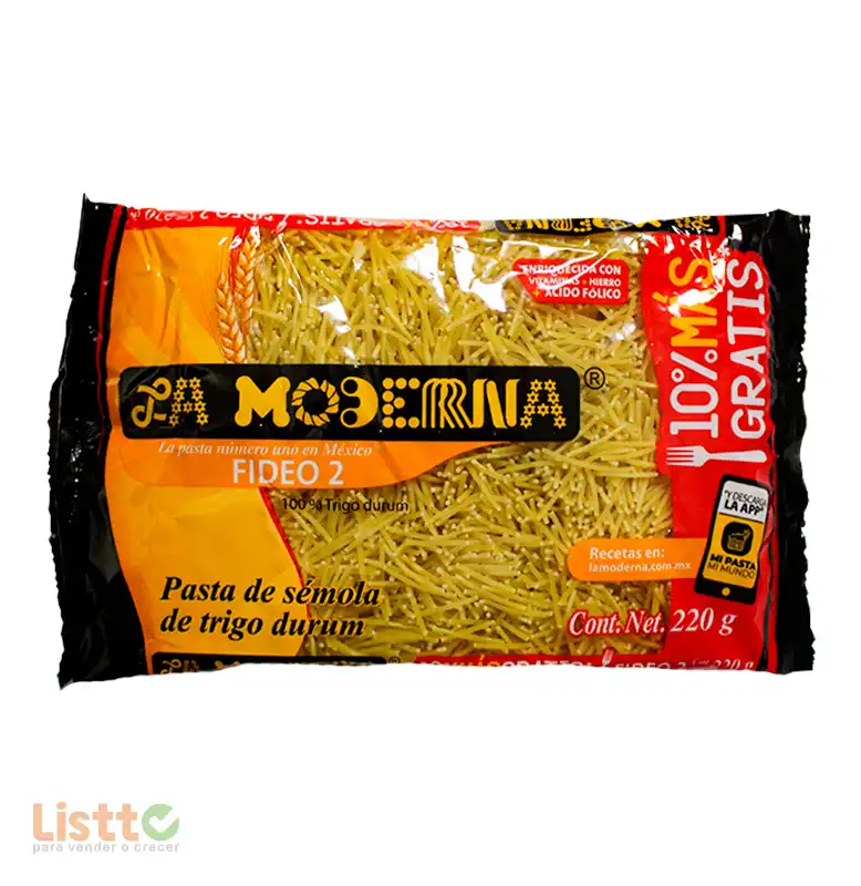 Pasta La Moderna Fideo Número 2 Va 200 Gr+10% Gratis
