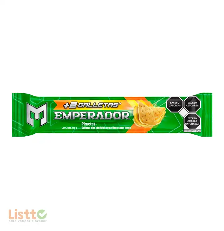 Galletas Gamesa Sandwich Emperador Piruetas Limon 115 Gr.