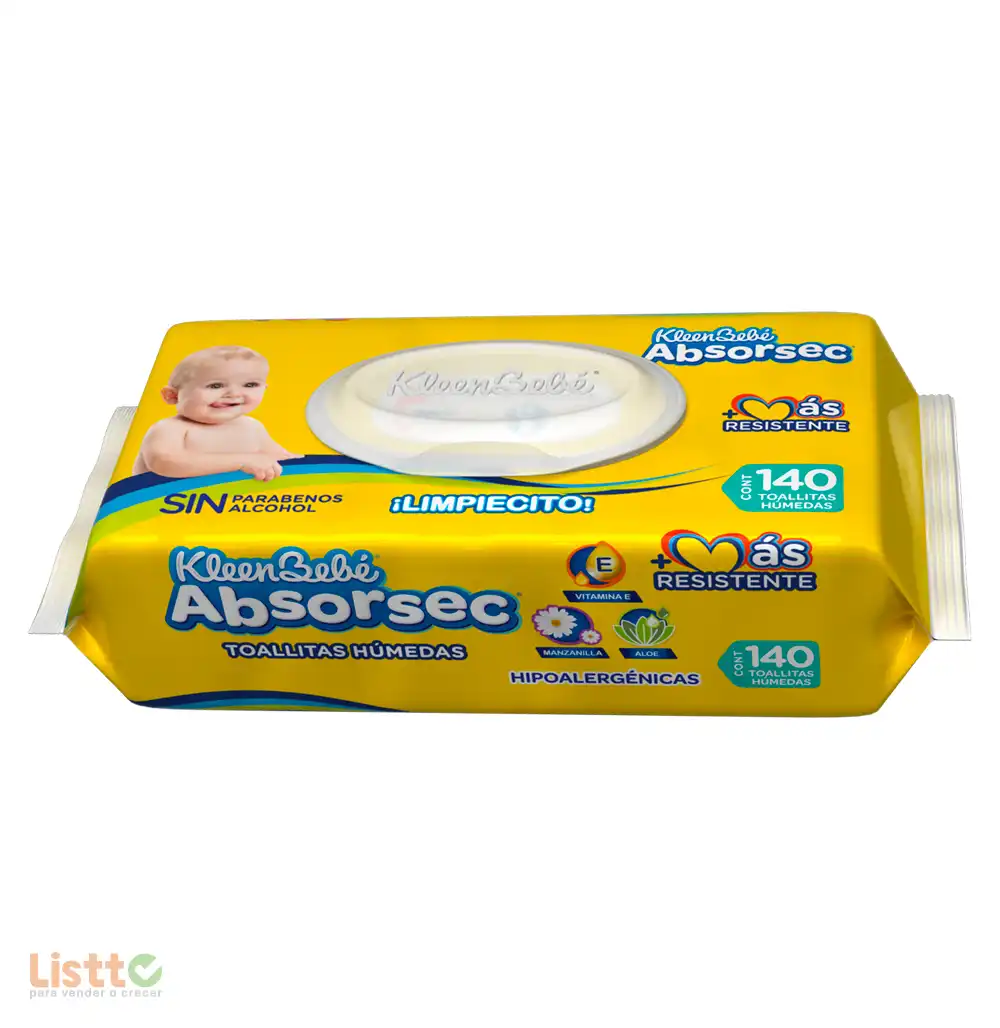 Toallitas Humedas Kleen Bebe Absorsec 140 PZ.