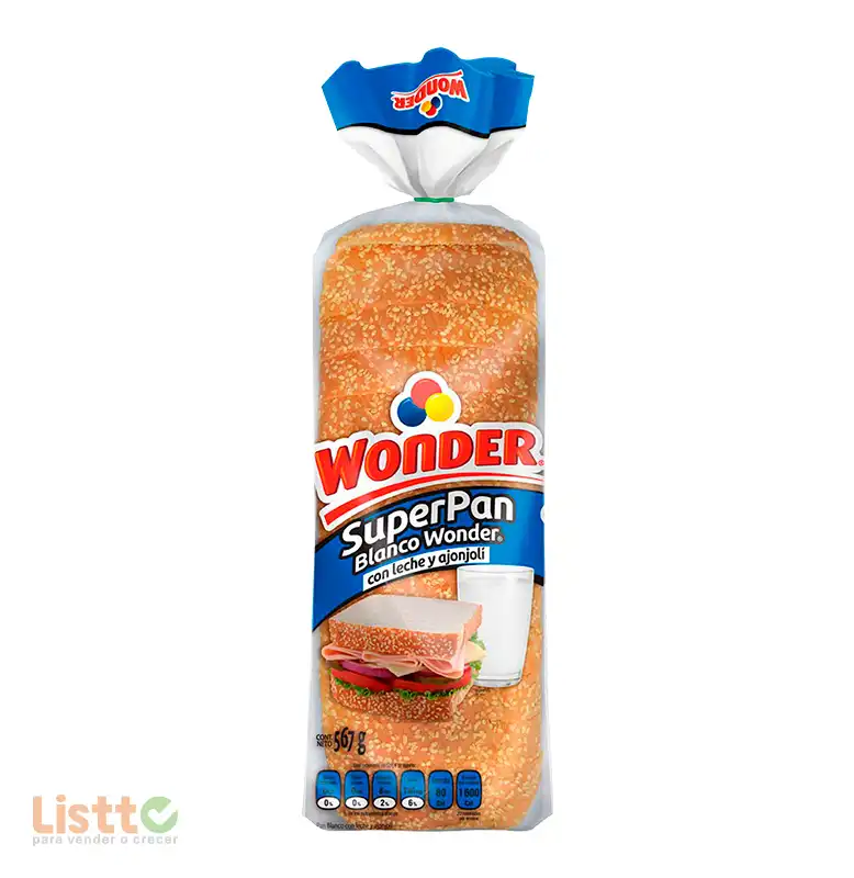 Pan Wonder Blanco con Leche Premium 567 gr.