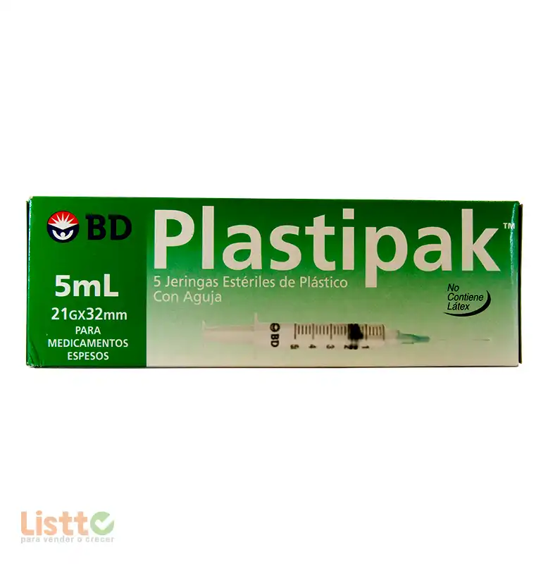 Jeringa Plastipack Verde 5 ml. 21x32 5 pz.