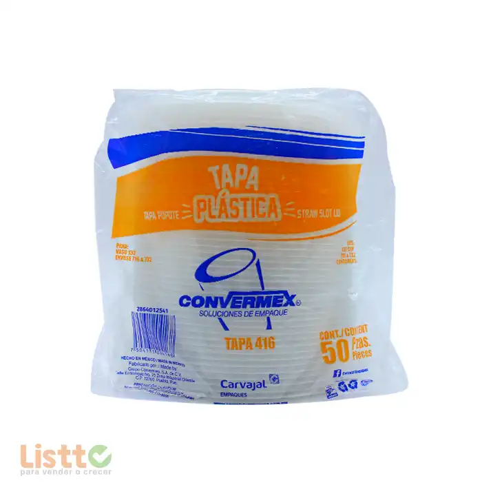 Tapa Plástico Convermex Número 416 Popote 50 pz.